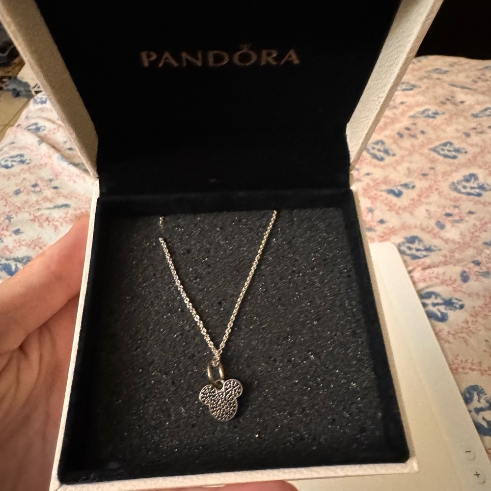 Disney Pandora Silver Mickey Pendant Necklace